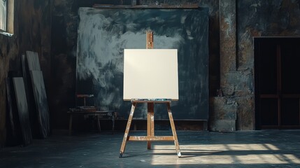 Blank Canvas in Artistic Studio 