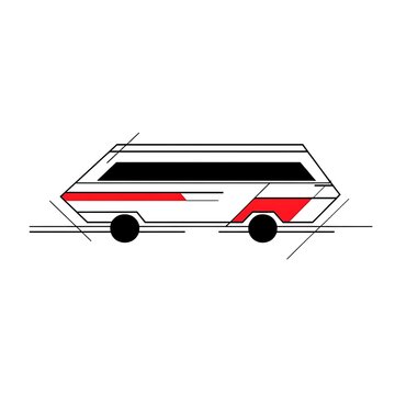 recommend clip art: A minimalist illustration of a stylized van in motion, highlighting speed and design.