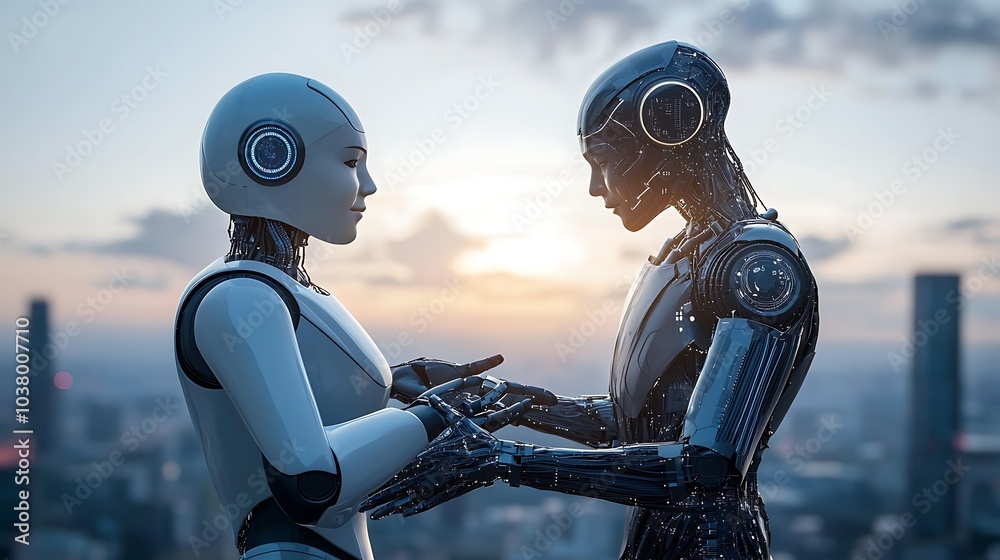 Aufkleber exploring the future of human-ai collaboration a vision of harmony between humanity and technology i