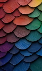 Vibrant Rainbow Scales Texture in Gradient Color Pattern