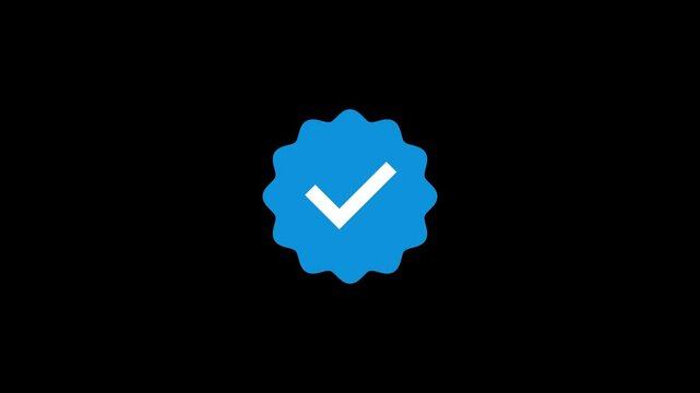 Blue check mark symbol animation. Alpha channel, Transparent background or green background. 4K