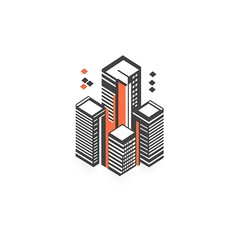 Fototapeta premium A stylized illustration of modern skyscrapers with geometric elements.