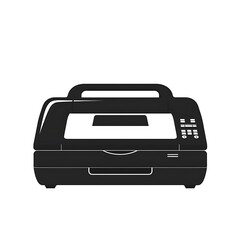 Obraz premium A black and white illustration of a multifunction printer.