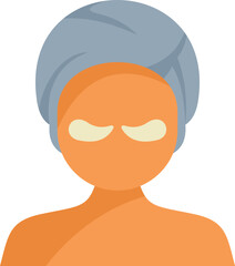 Woman wearing eye patches and a towel on her head relaxing at the spa