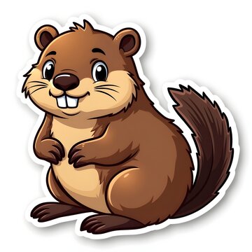 recommend clip art: Cartoon Brown Beaver Sticker Illustration. Generative AI