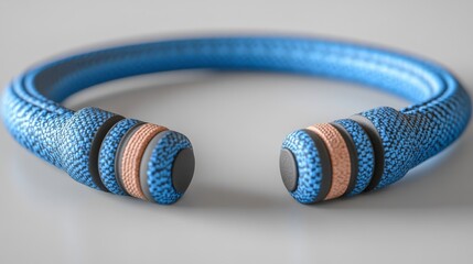 Blue and Black Braided Headphones
