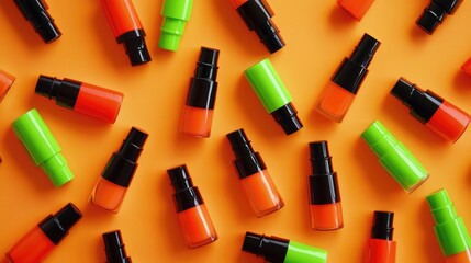 Obraz premium Colorful Makeup Bottles on Bright Background