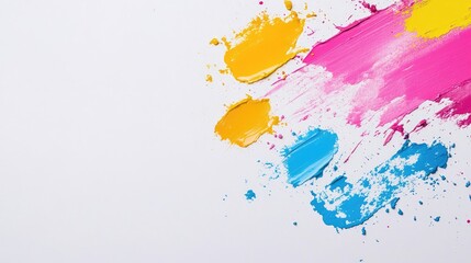 Fototapeta premium Vibrant Colorful Paint Splashes on White Background