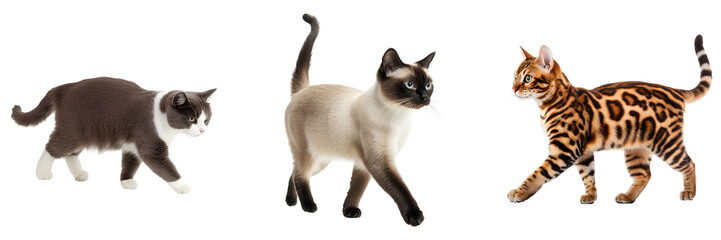 Three Stylish Cats Walking Together