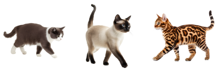 Three Stylish Cats Walking Together