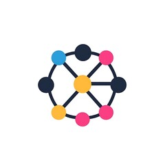 Obraz premium A graphic representation of interconnected nodes and networks.