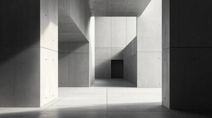 Concrete Interior with Light and Shadow