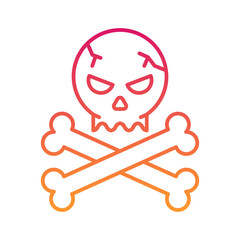 Skull Halloween, horror, Mystery, and Scary Gradient Line Icon