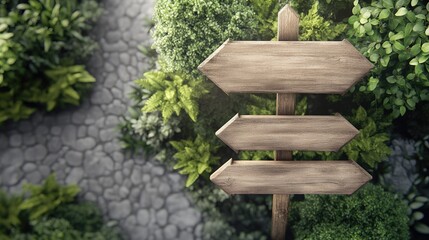 Naklejka premium Rustic Directional Sign in Lush Green Environment