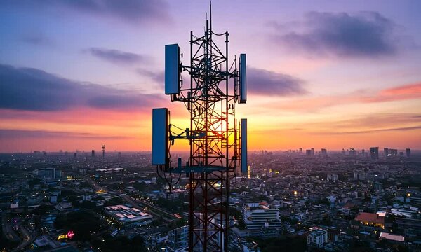 Telecommunication Tower at Sunset