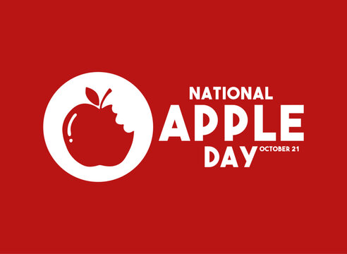 National Apple Day. October 21. Red background.