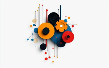 Obraz premium Colorful abstract geometric shapes, white isolate background