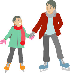 アイススケートを楽しむ親子