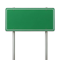 blank green highway sign isolated on transparent background