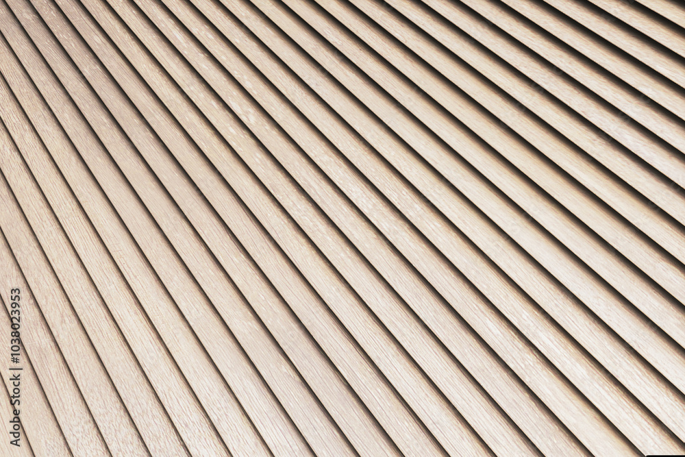 Poster Wooden slatted texture backdrop with diagonal lines. 3D Rendering
