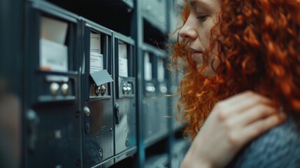 Redhead Woman Checking Mailbox