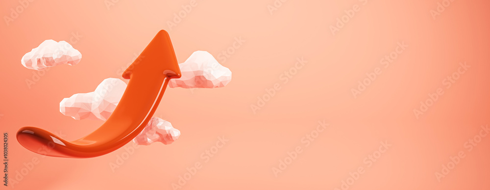 Poster Upward Arrow on Soft Background. 3D Rendering