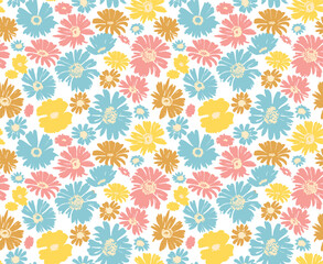 Florals design, retro colors, seamless pattern for decorating all fashion designs, fabrics, wallpapers and prints. on a white background
