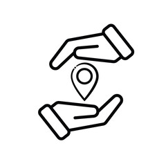 location icon. Deep location pin. outline design style. Travel, navigation, destination, delivery, target pictograms. Road map sign. vector template design