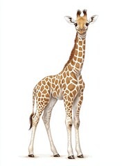 Fototapeta premium Giraffe with distinct skin pattern, isolated.