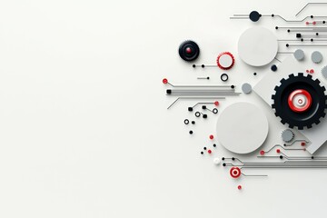 Obraz premium Abstract gears and circuit design, white isolate background