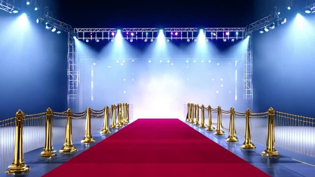 red carpet on stage with spotlight. generative ai 