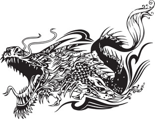 Sticker Dragon Doodle,tattoo, fantasy, eagle, dragon vectors design 