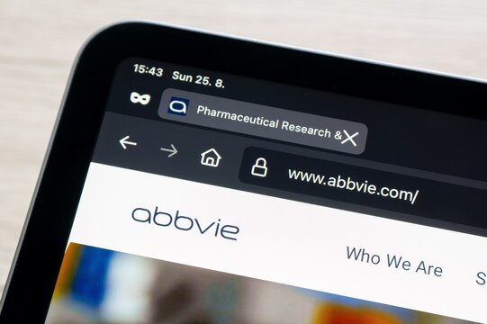 Website of AbbVie pharmaceutical company on electronic device screen