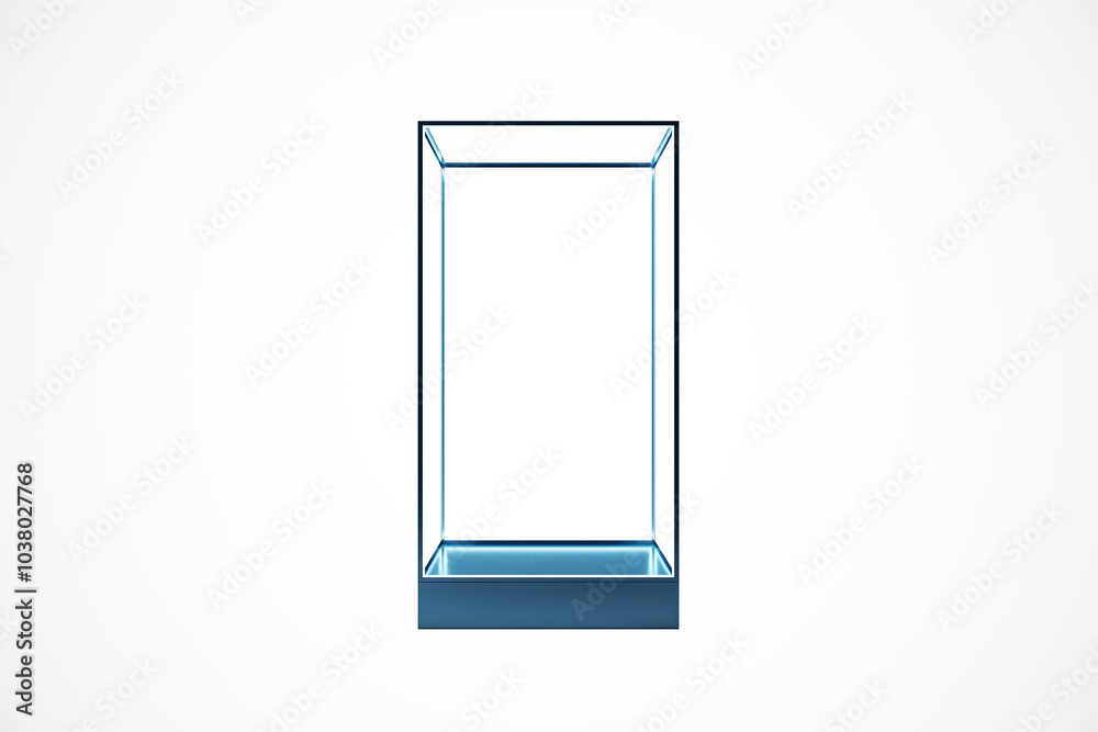Aufkleber Empty glass display case on a white background. 3D Rendering