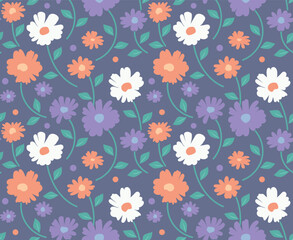 Florals design, seamless pattern for decorating all fashion designs, fabrics, wallpapers and prints. on a dark  background