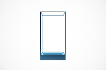 Empty glass display case on a white background. 3D Rendering