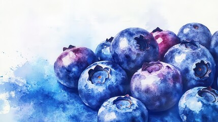 Obraz premium Juicy blueberries in watercolor