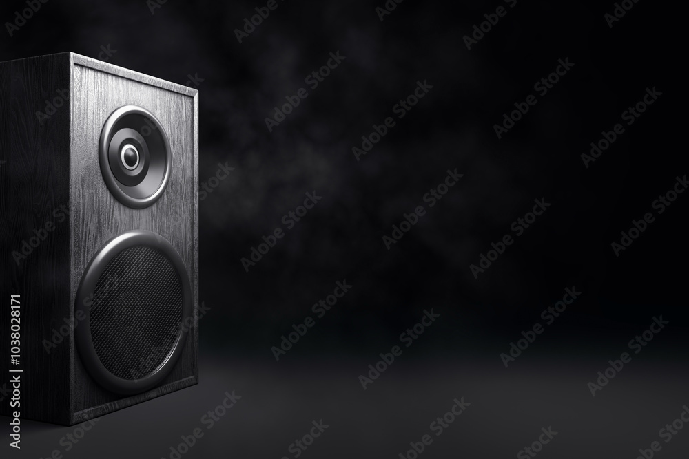 Poster modern speaker design on a dark background. 3d rendering