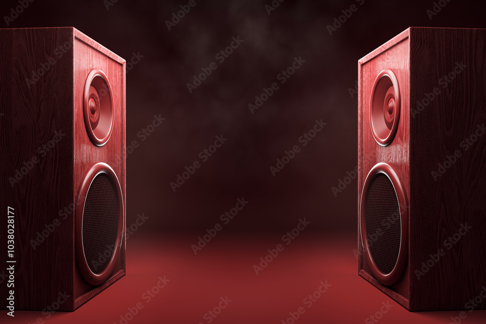 Poster speakers in a modern design on a dark background. 3d rendering