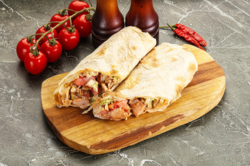 Shawarma with grilled chicken meat