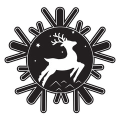 Christmas decoration snowflake with deer, stencil