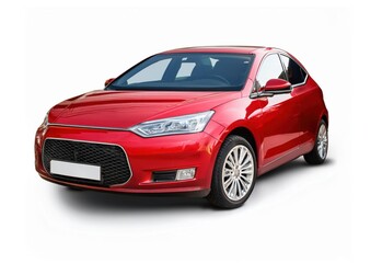 Naklejka premium red car on white background, hatchback car, small car