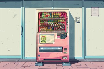 Pink Vending Machine in Urban Setting