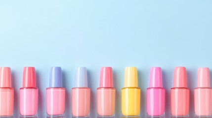 Colorful Nail Polish Bottles Arranged in a Row