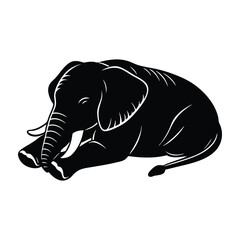 Silhouette of a elephant sitting pose