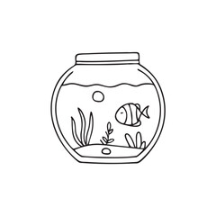 Illustration of a colorful aquarium with fish swimming