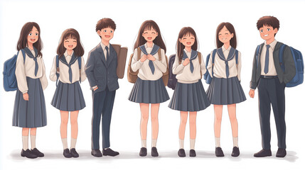 Obraz premium 高校生のイラスト