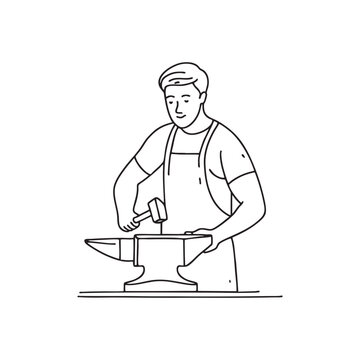 recommend clip art: Illustration of a blacksmith using an anvil to shape metal
