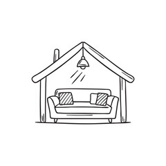 Illustration of an alcove filled with cushions in a cozy room