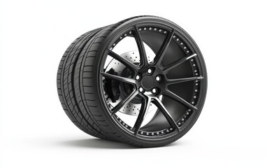 Obraz premium Wheels, tires and discs , Car tire isolated on white background 